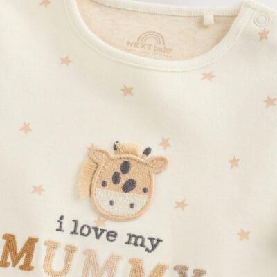 Cream Giraffe I Love My Mummy Baby Bodysuits 1 Pack