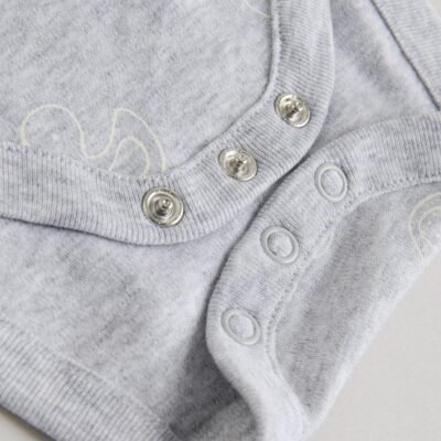 Grey Long Sleeved Baby Bodysuits 5 Pack