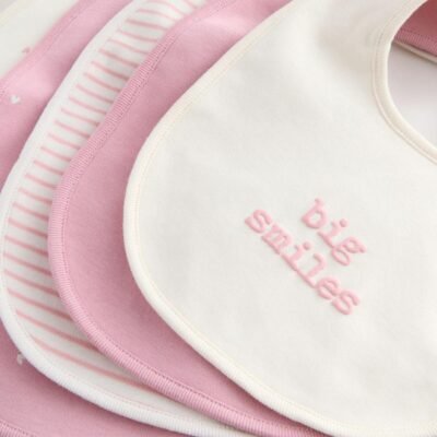 Pink Heart Baby Bibs 5 Pack