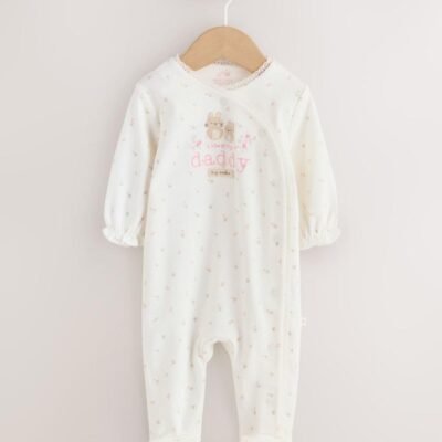 Ecru White Daddy Family Baby Sleepsuit