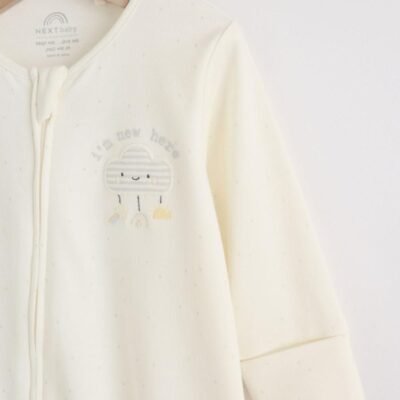 Neutral Im New Here Sleepsuit And Hat Set