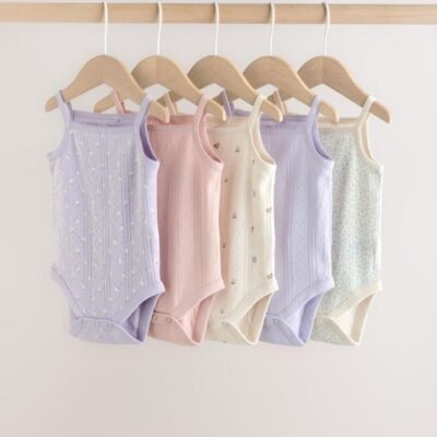 Purple Vest Baby Bodysuits 5 Pack
