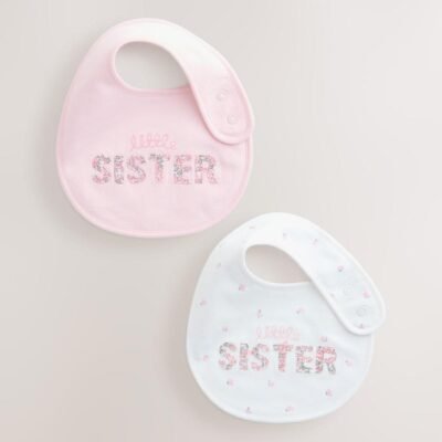 Pink/White Sister Family Baby Bibs 2 Pack