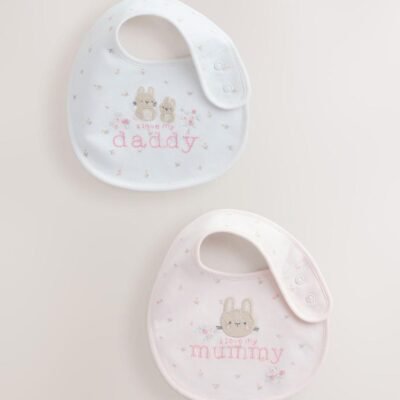 Pink Mummy/Daddy Family Baby Bibs 2 Pack