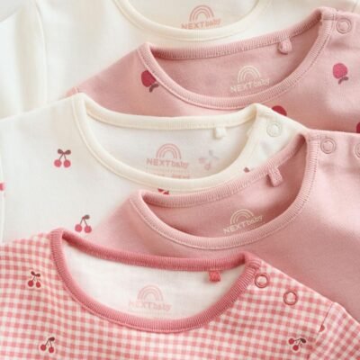 Pink Baby Short Sleeve Bodysuits 5 Pack