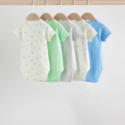 Blue Short Sleeve Long Sleeve Baby Bodysuits 5 Pack