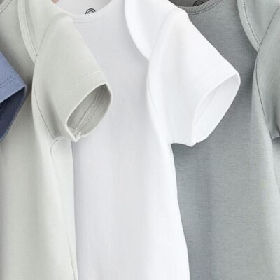 Grey/White Short Sleeve Bodysuits 5 Pack