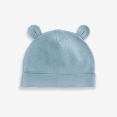 Mid Blue Baby 100% Cotton Beanies 3 Pack