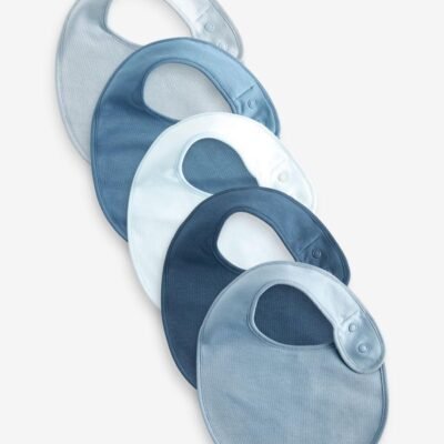 Blue Baby 100% Cotton Bibs 5 Pack