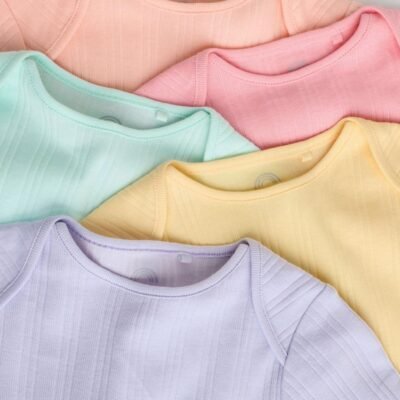 Multi 5 Pack Long Sleeve Baby Bodysuits