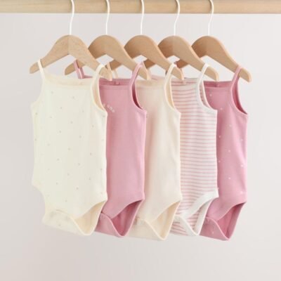 Pink Vest Baby Bodysuits 5 Pack