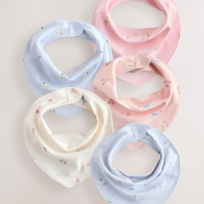 Multi Pastel Character Baby Dribble Bibs 5 Pack