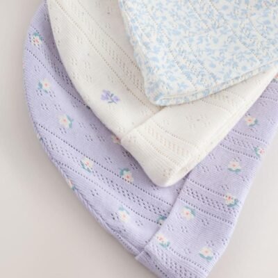 Multi Pointelle Baby Beanies 3 Pack