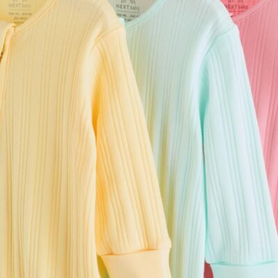 Pink/Yellow Baby Sleepsuits 3 Pack