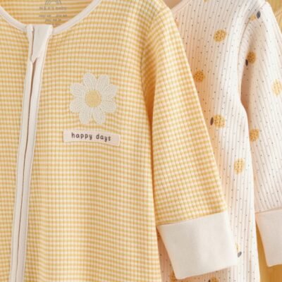 Yellow Baby Sleepsuits 3 Pack