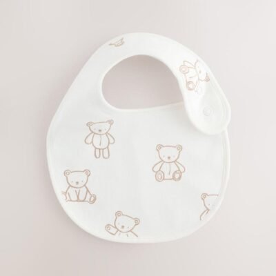 Blue/Ecru Bear Baby Bibs 5 Pack