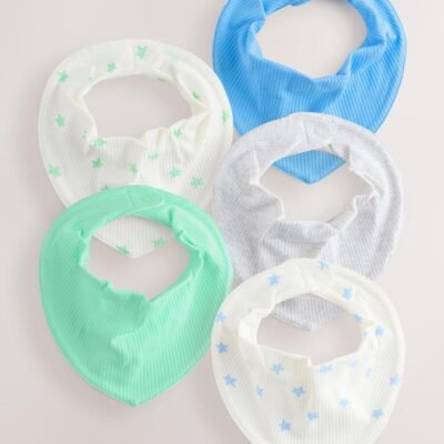 Blue/Green Baby Dribble Bibs 5 Pack