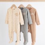 Neutral Milk Club Baby Two Way Zip 100% Cotton Sleepsuits 3 Pack