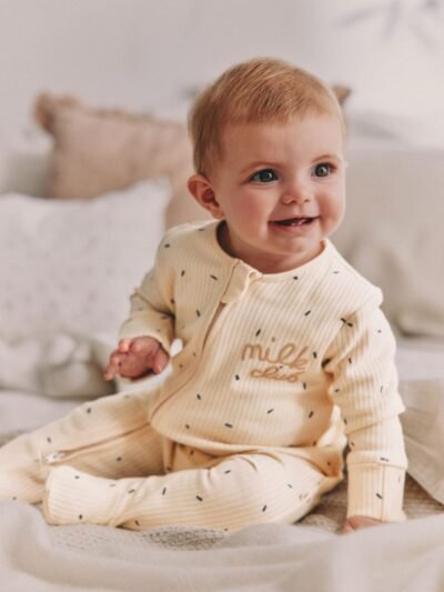 Neutral Milk Club Baby Two Way Zip 100% Cotton Sleepsuits 3 Pack