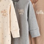Neutral Milk Club Baby Two Way Zip 100% Cotton Sleepsuits 3 Pack