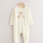 Ecru I Love My Mummy Two Way Zip Baby Sleepsuit