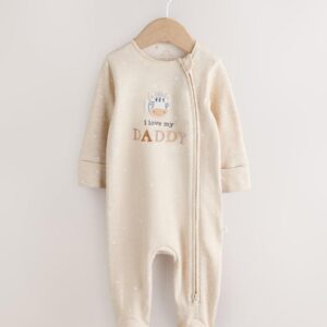Neutral I Love My Daddy Two Way Zip Baby Sleepsuit