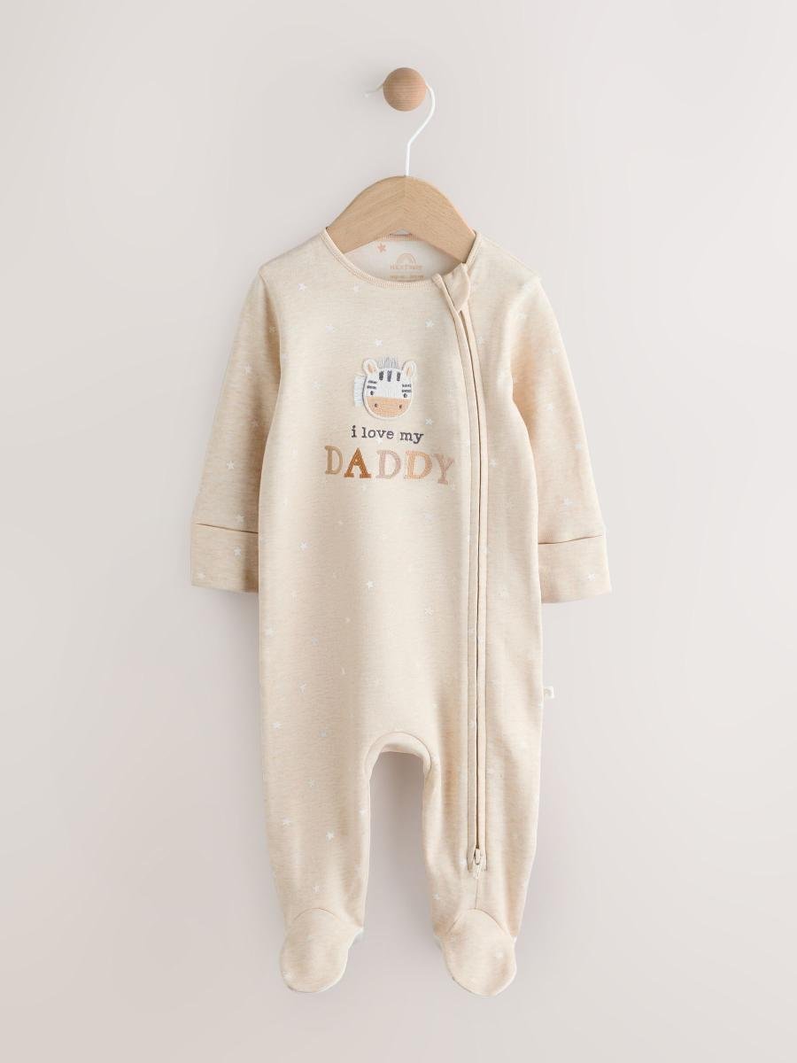 Neutral I Love My Daddy Two Way Zip Baby Sleepsuit