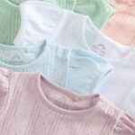 Pastels 5 Pack Short Sleeve Pointelle Baby Bodysuits