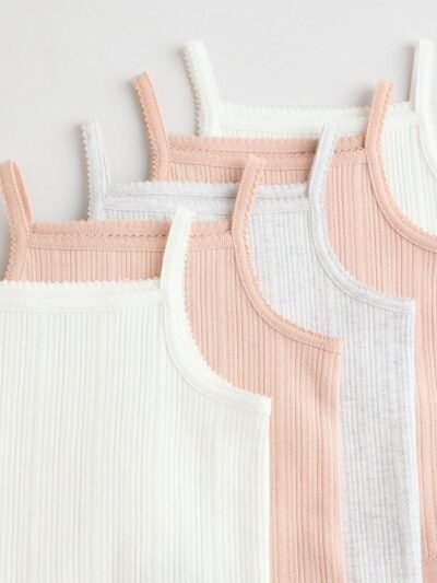 Pink 5 Pack Vest Pointelle Baby Bodysuits