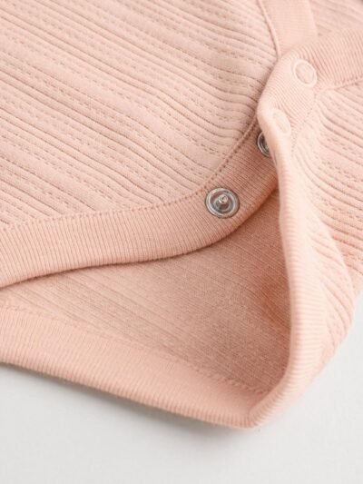 Pink 5 Pack Vest Pointelle Baby Bodysuits