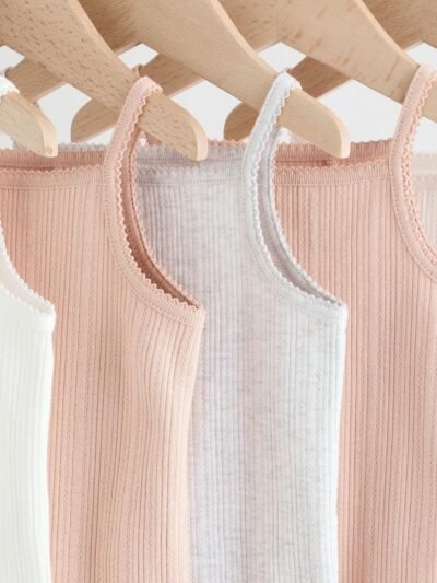 Pink 5 Pack Vest Pointelle Baby Bodysuits