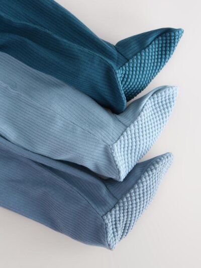 Blue 3 Pack Baby Two Way Zip Sleepsuits