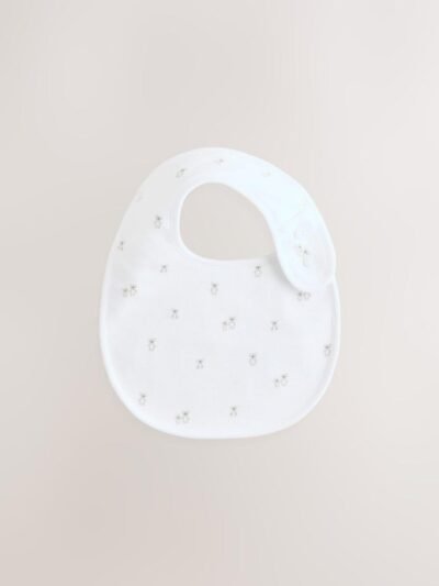 White Animal Print Baby Bibs 5 Pack