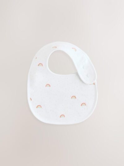 White Animal Print Baby Bibs 5 Pack