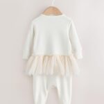 Ecru Bunny Tutu Baby Sleepsuit