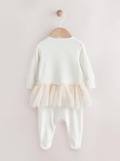 Ecru Bunny Tutu Baby Sleepsuit