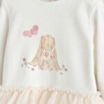 Ecru Bunny Tutu Baby Sleepsuit