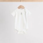 White Baby Sleepsuit, Bodysuit, Beanie and Bib Set 4 Piece