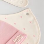 Pink 4 Piece Baby Sleepsuit, Bodysuit, Beanie and Bib Set