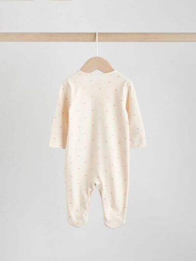 Pink 4 Piece Baby Sleepsuit, Bodysuit, Beanie and Bib Set