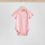 Pink 4 Piece Baby Sleepsuit, Bodysuit, Beanie and Bib Set
