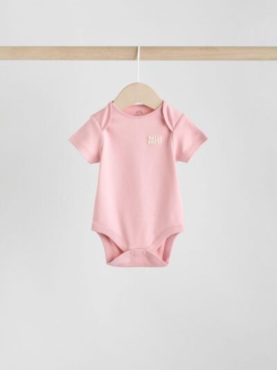 Pink 4 Piece Baby Sleepsuit, Bodysuit, Beanie and Bib Set