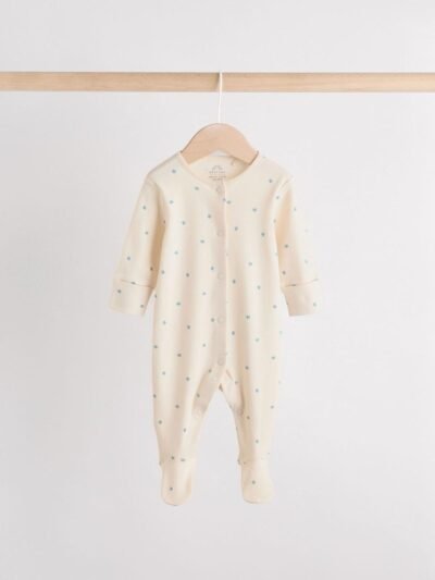 Blue Baby Sleepsuit, Bodysuit, Beanie and Bib Set 4 Piece