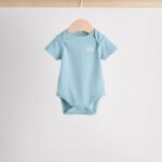 Blue Baby Sleepsuit, Bodysuit, Beanie and Bib Set 4 Piece