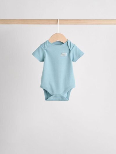 Blue Baby Sleepsuit, Bodysuit, Beanie and Bib Set 4 Piece