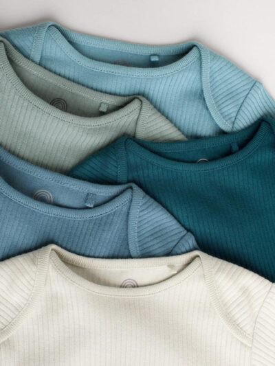 Blue Baby Long Sleeve Bodysuits 5 Pack