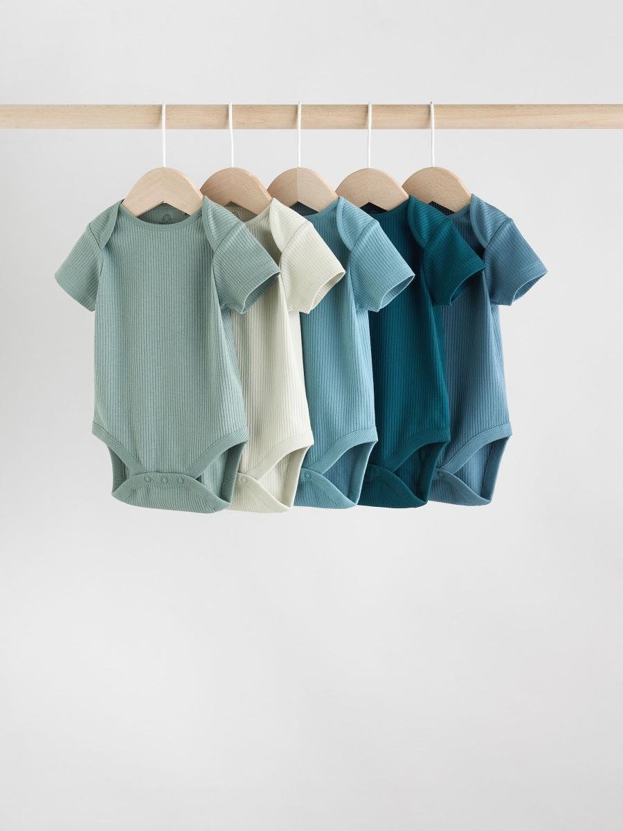 Blue Baby Short Sleeve Bodysuits 5 Pack