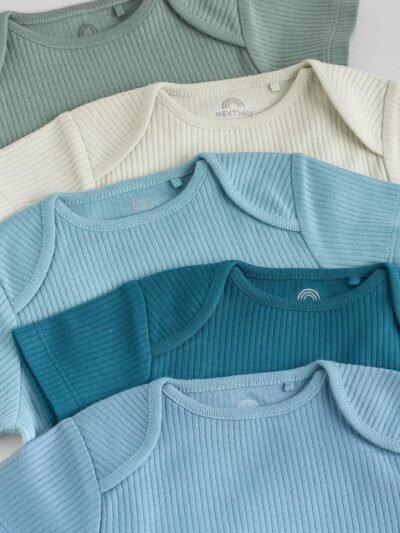 Blue Baby Short Sleeve Bodysuits 5 Pack