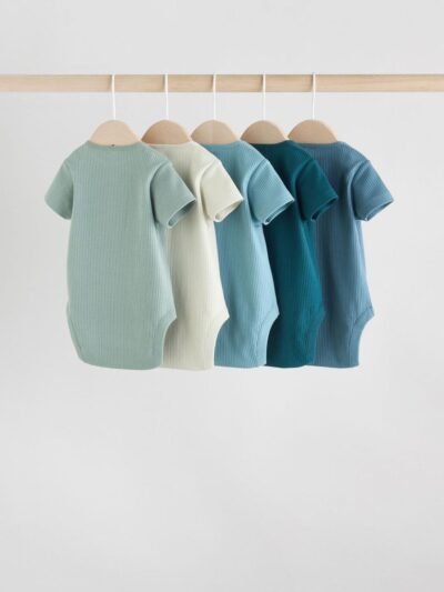 Blue Baby Short Sleeve Bodysuits 5 Pack