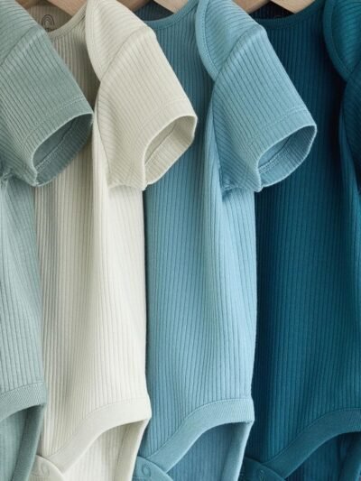 Blue Baby Short Sleeve Bodysuits 5 Pack